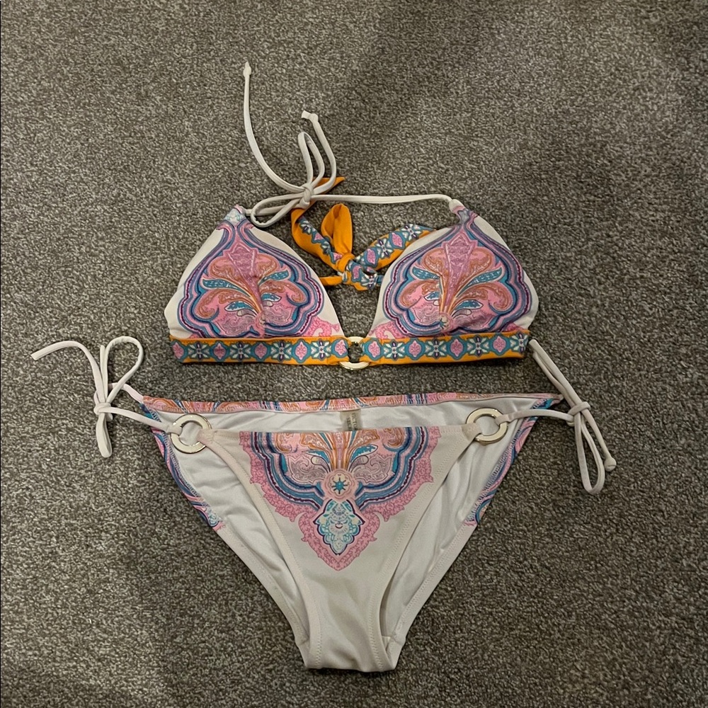 Vintage -Victoria's Secret Pink and Purple Paisley Boho Bikini